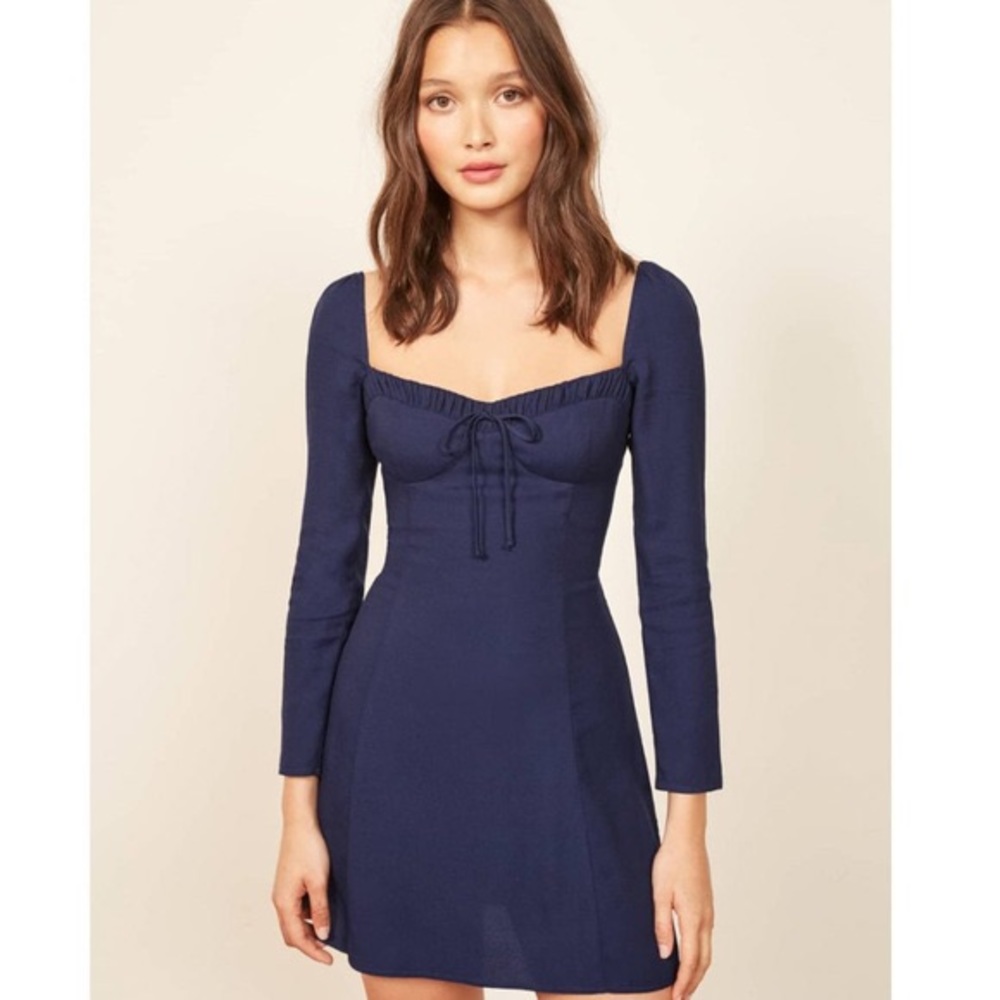 Reformation Sydney navy blue dress